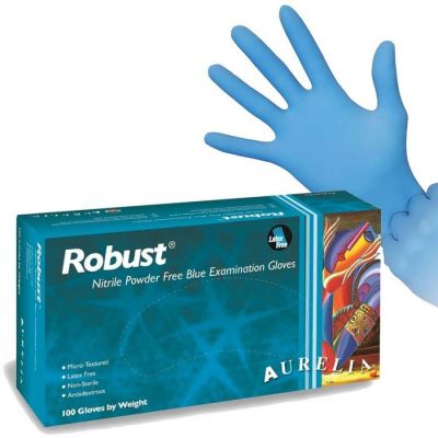 Aurelia Robust Nitrile Blue Exam Gloves - Large, 100 per box