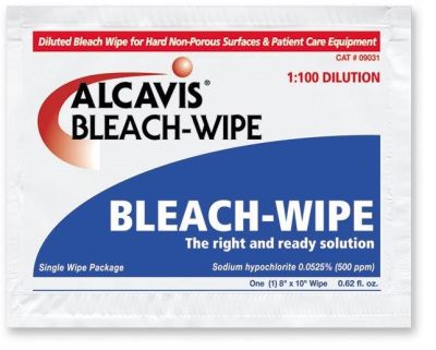 Bleach Wipe Disinfectant - 1:100 Dilution, 2 Wipes/Pack - Box