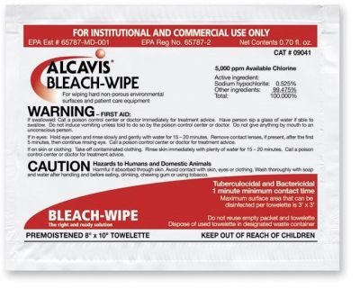 Bleach Wipe Disinfectant - 1:10 Dilution, Case